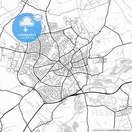 Layered PDF map of Wellingborough, East Midlands, England