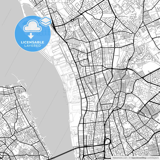 Layered PDF map of Bootle, North West England, England
