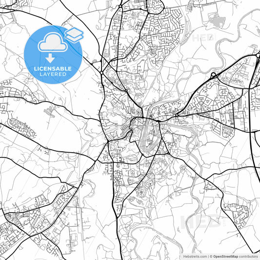 Layered PDF map of Durham, North East England, England