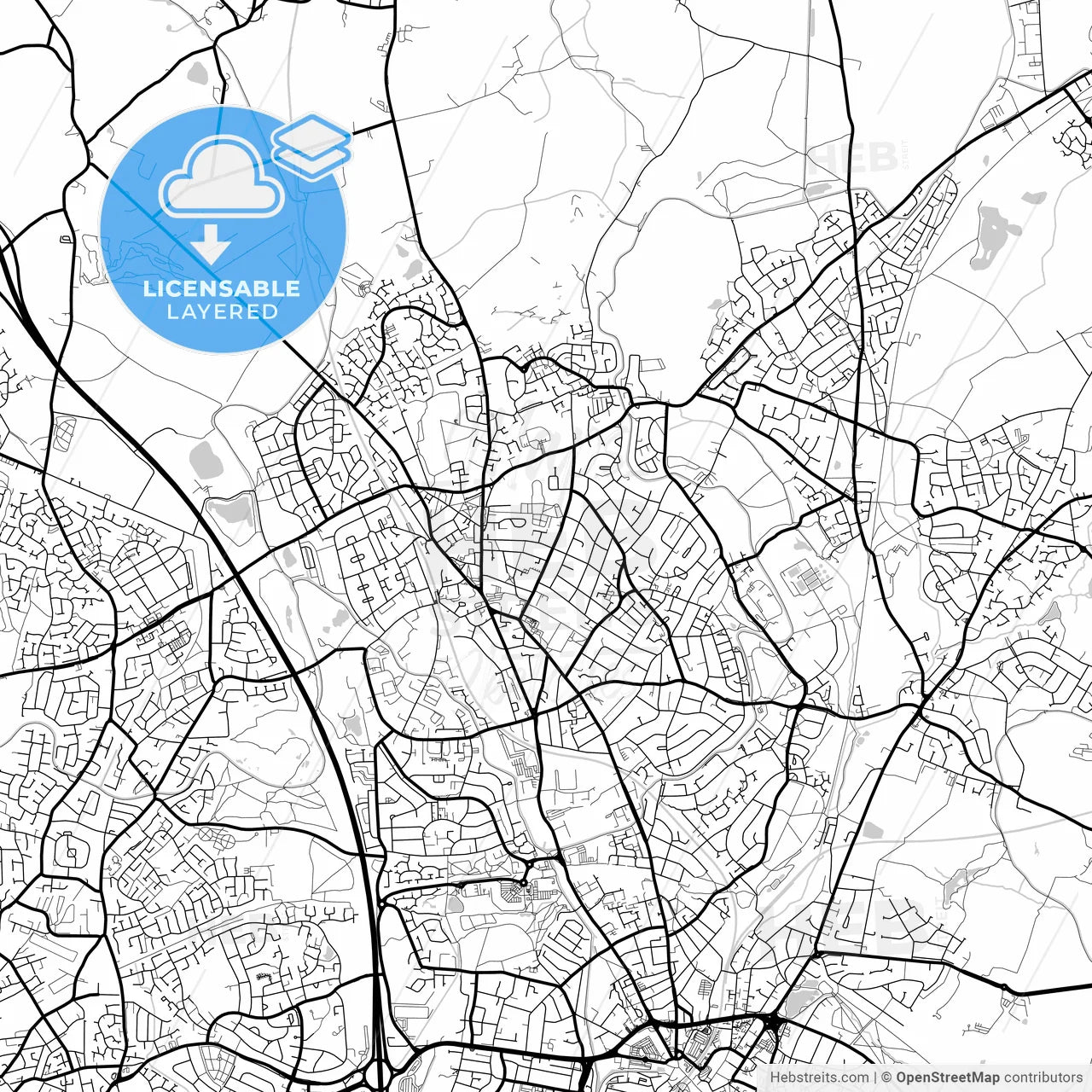 Layered PDF map of Bloxwich, West Midlands, England
