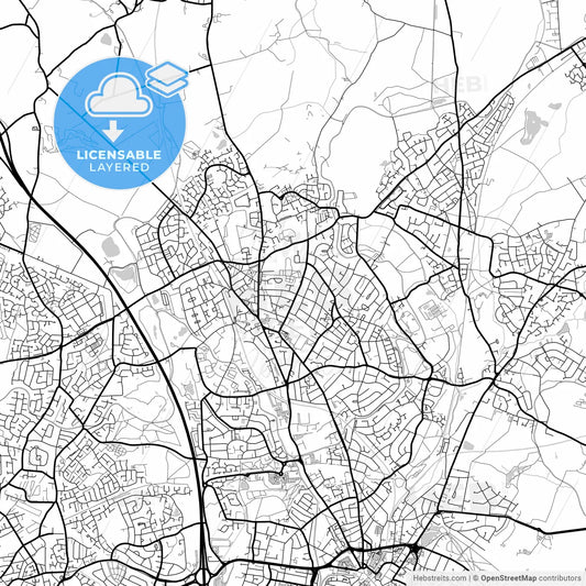Layered PDF map of Bloxwich, West Midlands, England