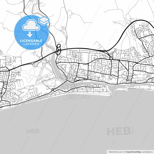 Layered PDF map of Shoreham-by-Sea, South East England, England
