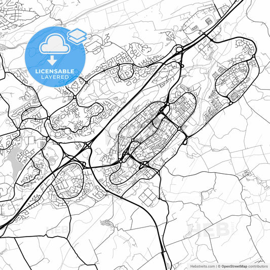Layered PDF map of Cumbernauld, North Lanarkshire, Scotland