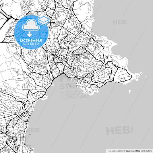 Layered PDF map of Torquay, South West England, England