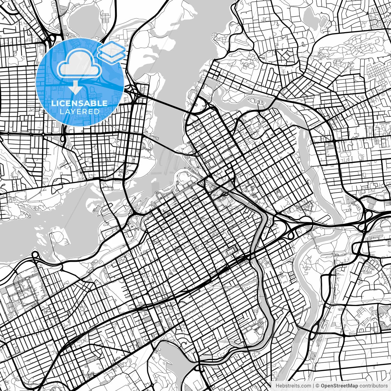 Layered PDF map of Ottawa, Ontario, Canada