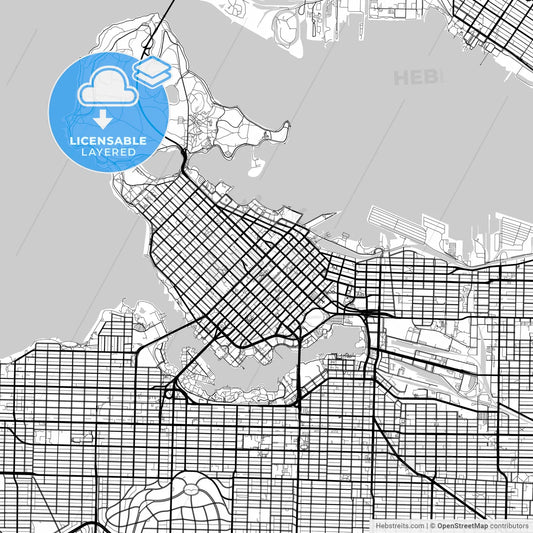 Layered PDF map of Vancouver, British Columbia, Canada