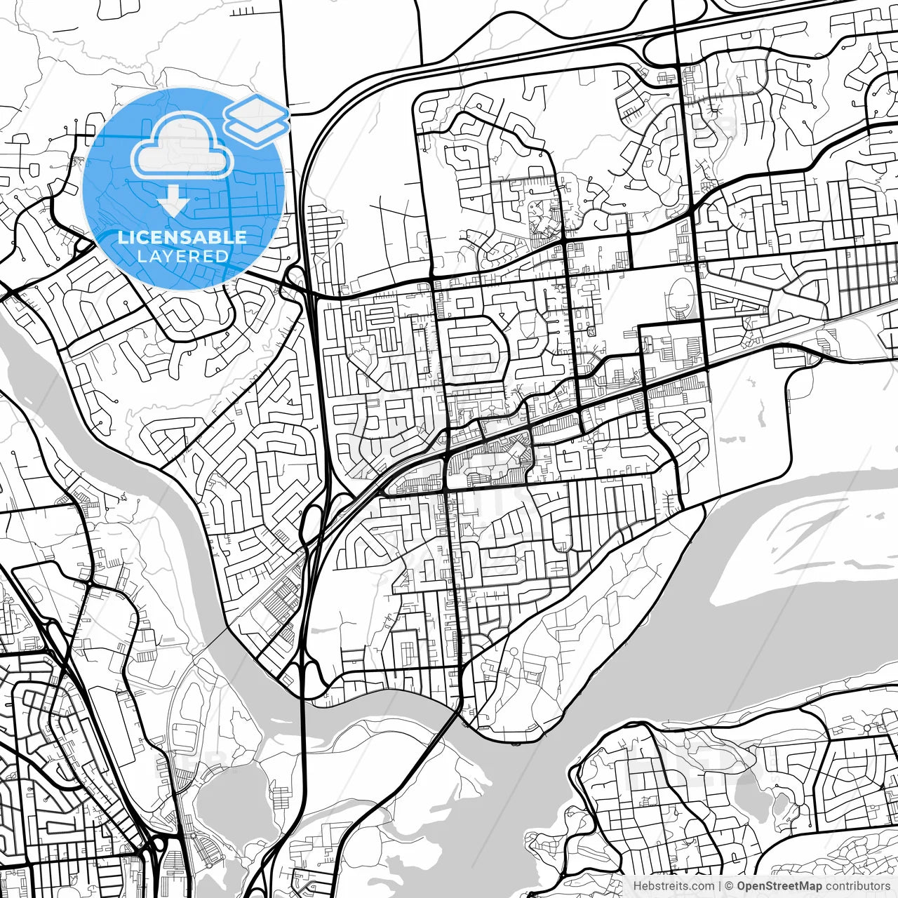 Layered PDF map of Gatineau, Quebec, Canada