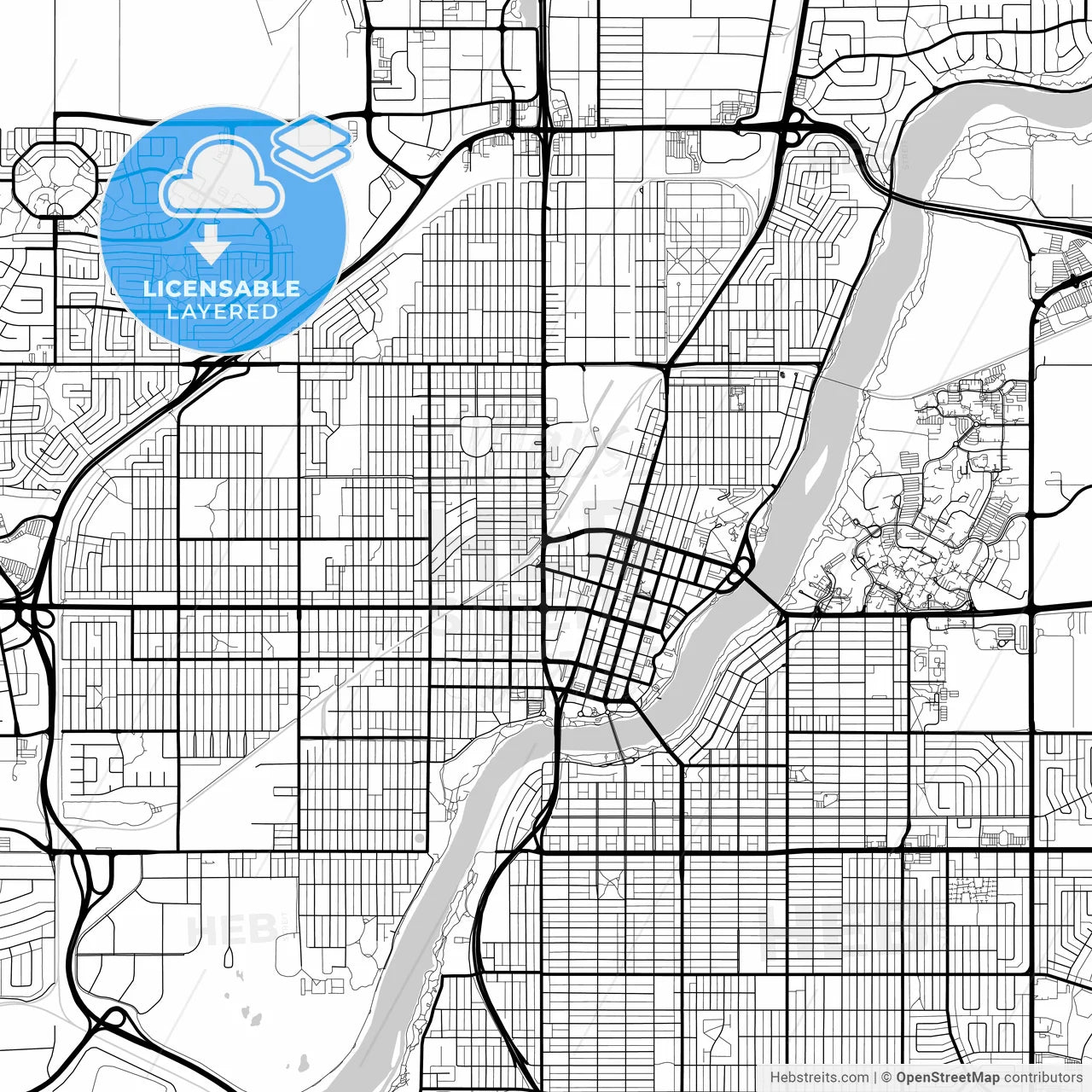 Layered PDF map of Saskatoon, Saskatchewan, Canada