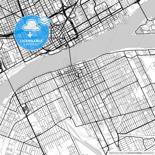 Layered PDF map of Windsor, Ontario, Canada