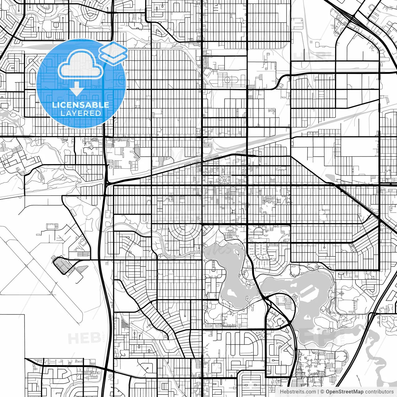 Layered PDF map of Regina, Saskatchewan, Canada