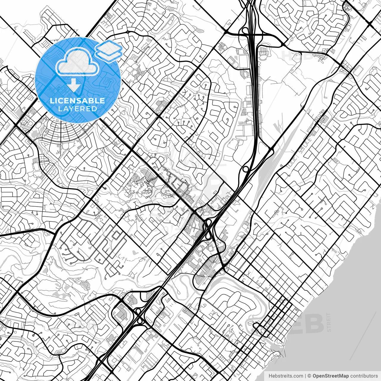 Layered PDF map of Oakville, Ontario, Canada