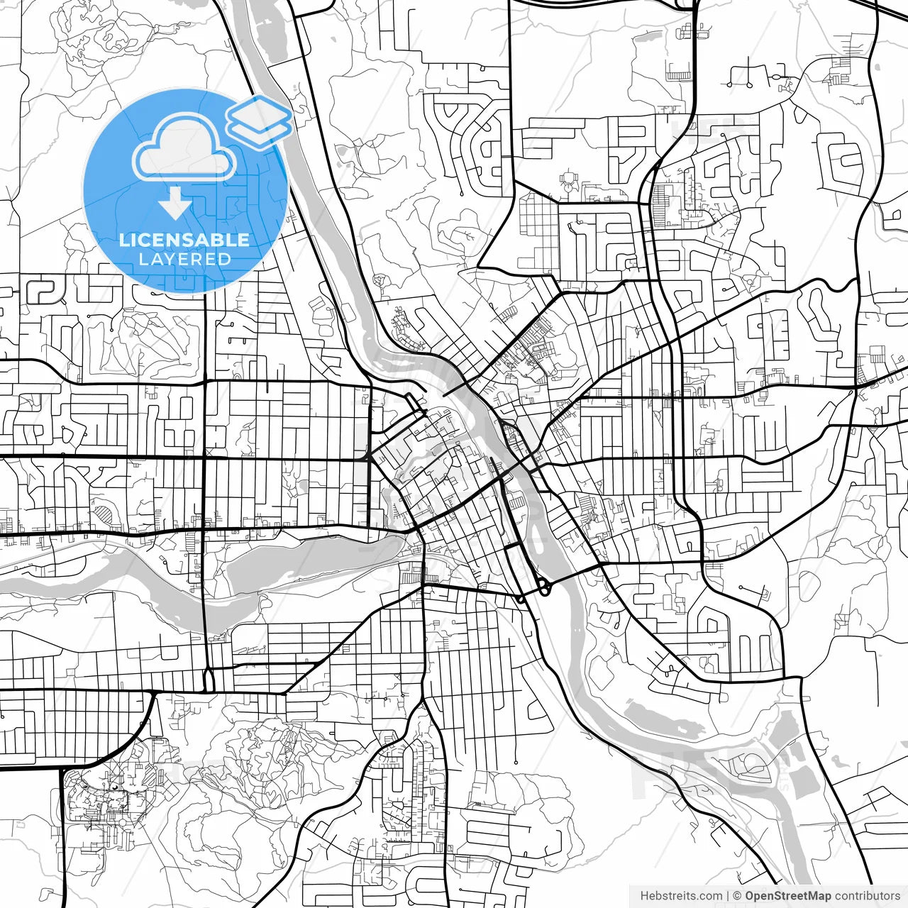Layered PDF map of Sherbrooke, Quebec, Canada