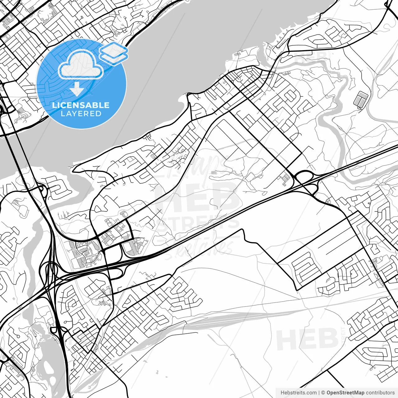Layered PDF map of Lévis, Quebec, Canada