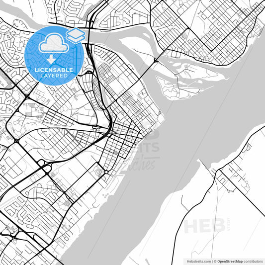 Layered PDF map of Trois-Rivières, Quebec, Canada