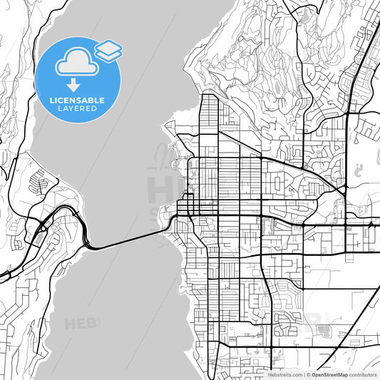 Layered PDF map of Kelowna, British Columbia, Canada