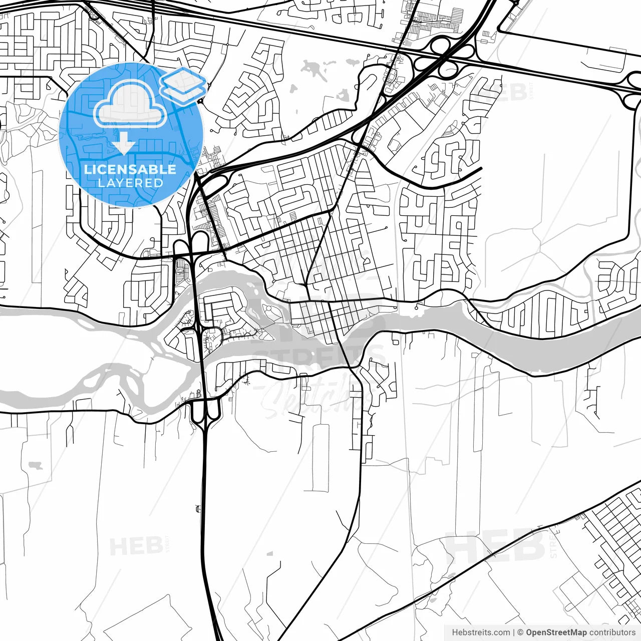 Layered PDF map of Terrebonne, Quebec, Canada