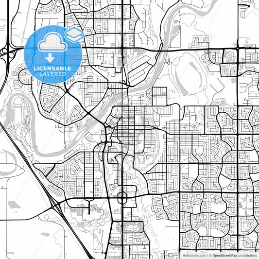 Layered PDF map of Red Deer, Alberta, Canada