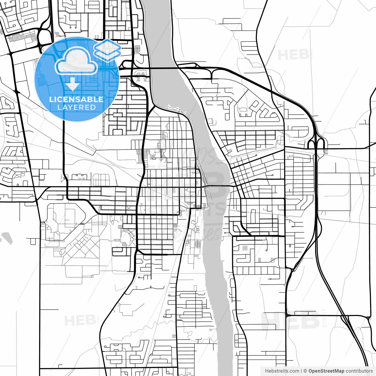 Layered PDF map of Saint-Jean-sur-Richelieu, Quebec, Canada