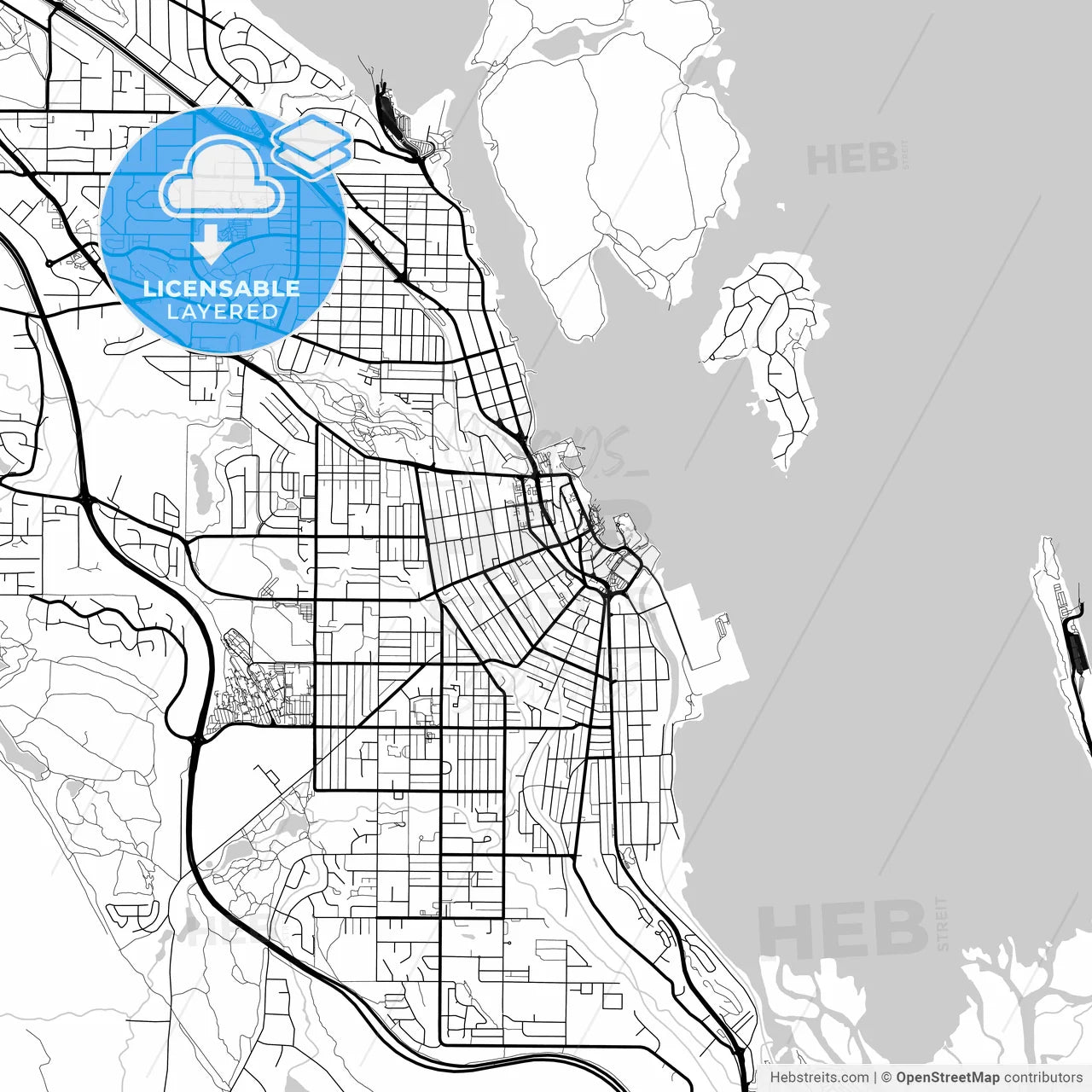 Layered PDF map of Nanaimo, British Columbia, Canada