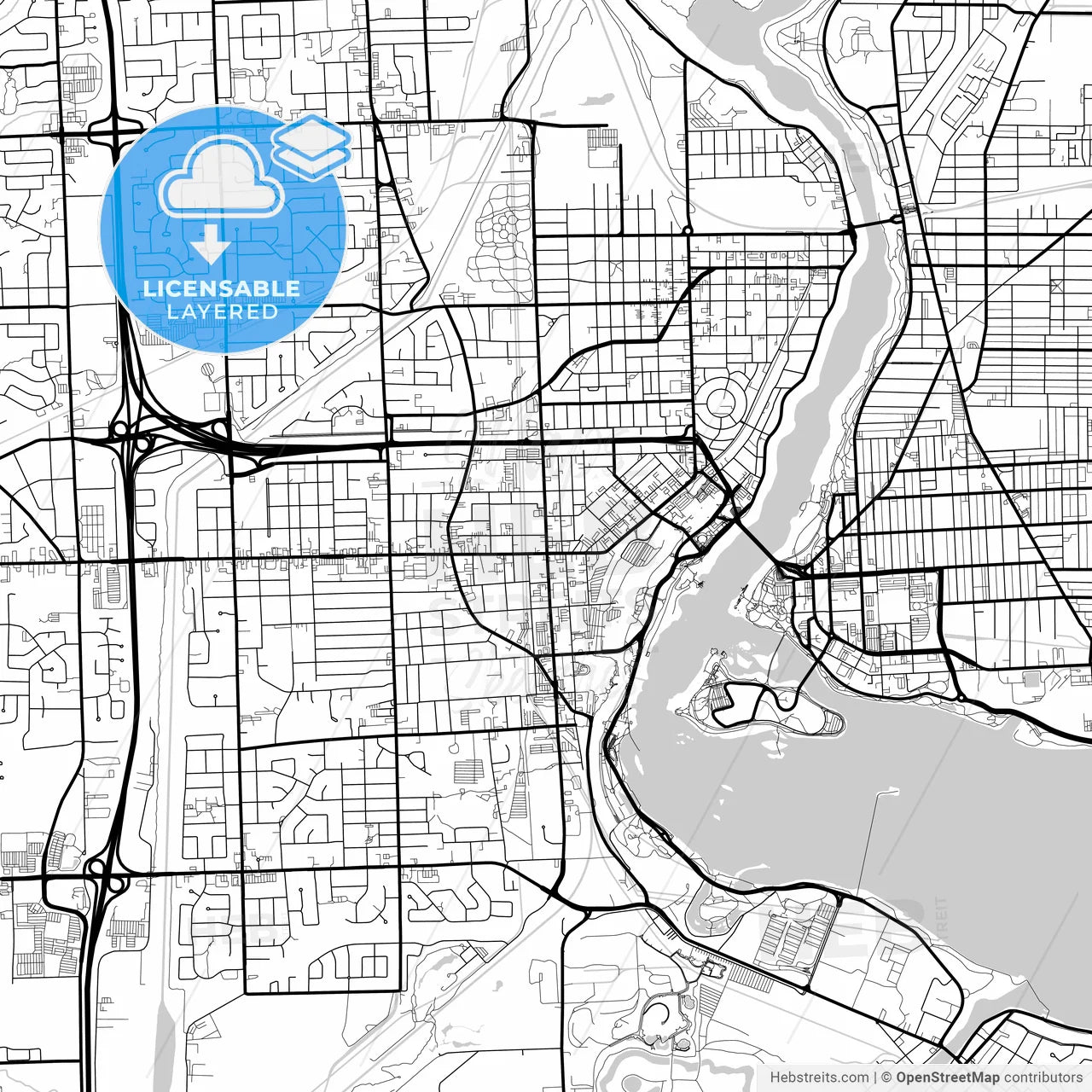 Layered PDF map of Niagara Falls, Ontario, Canada