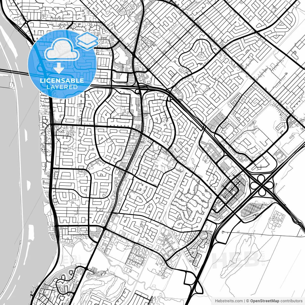 Layered PDF map of Brossard, Quebec, Canada
