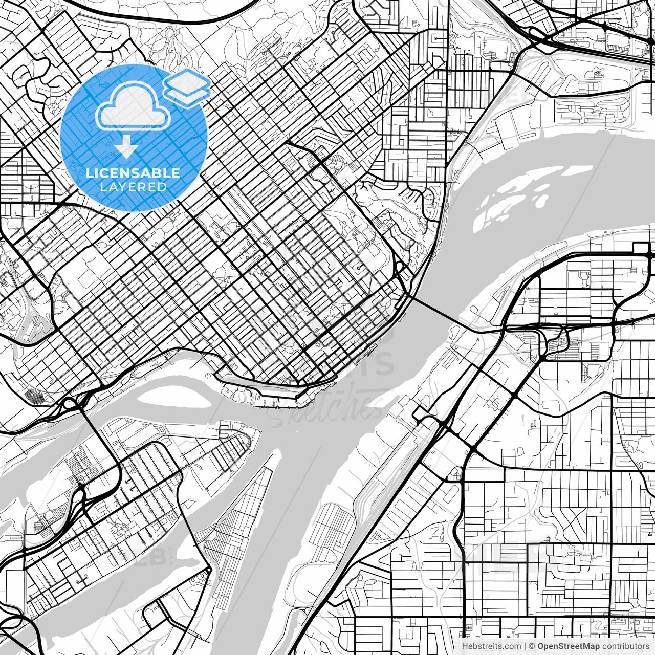 Layered PDF map of New Westminster, British Columbia, Canada