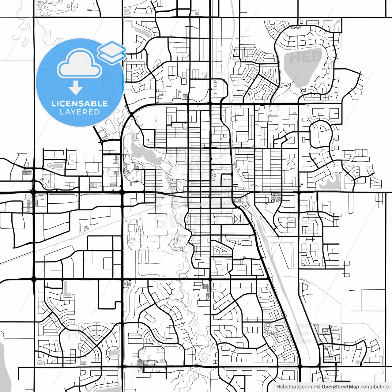Layered PDF map of Grande Prairie, Alberta, Canada