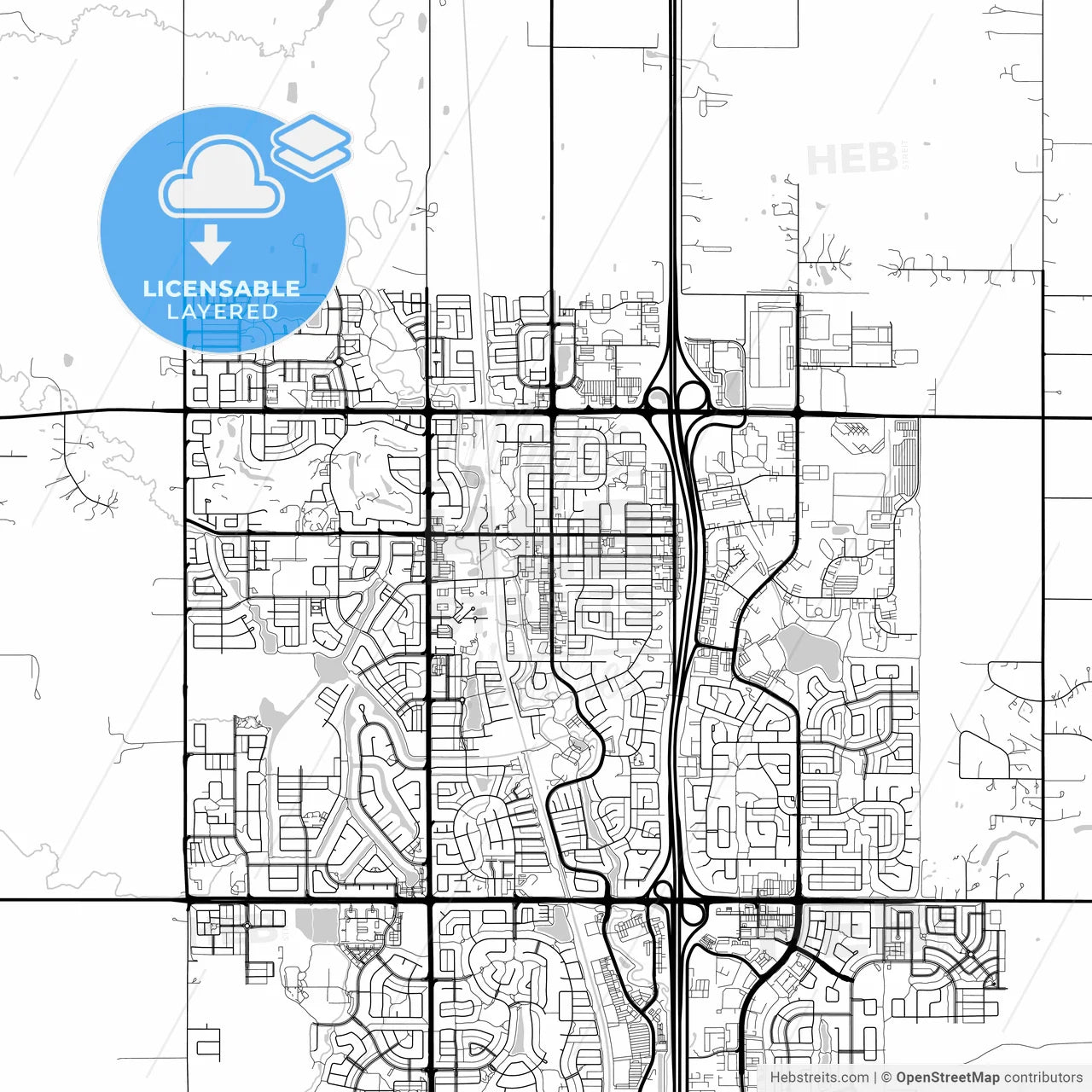 Layered PDF map of Airdrie, Alberta, Canada