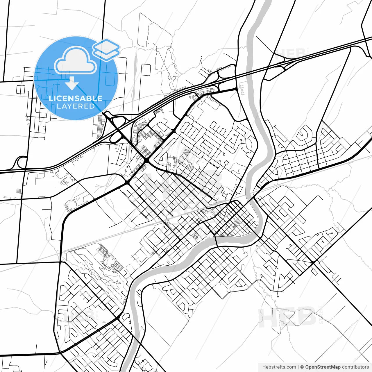 Layered PDF map of Saint-Hyacinthe, Quebec, Canada
