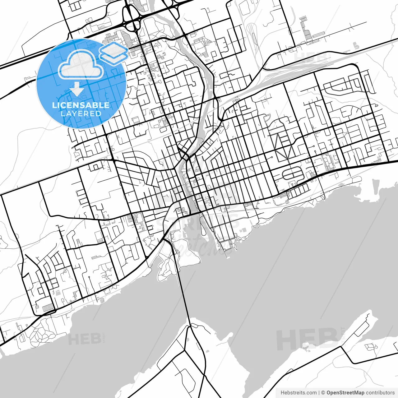 Layered PDF map of Belleville, Ontario, Canada
