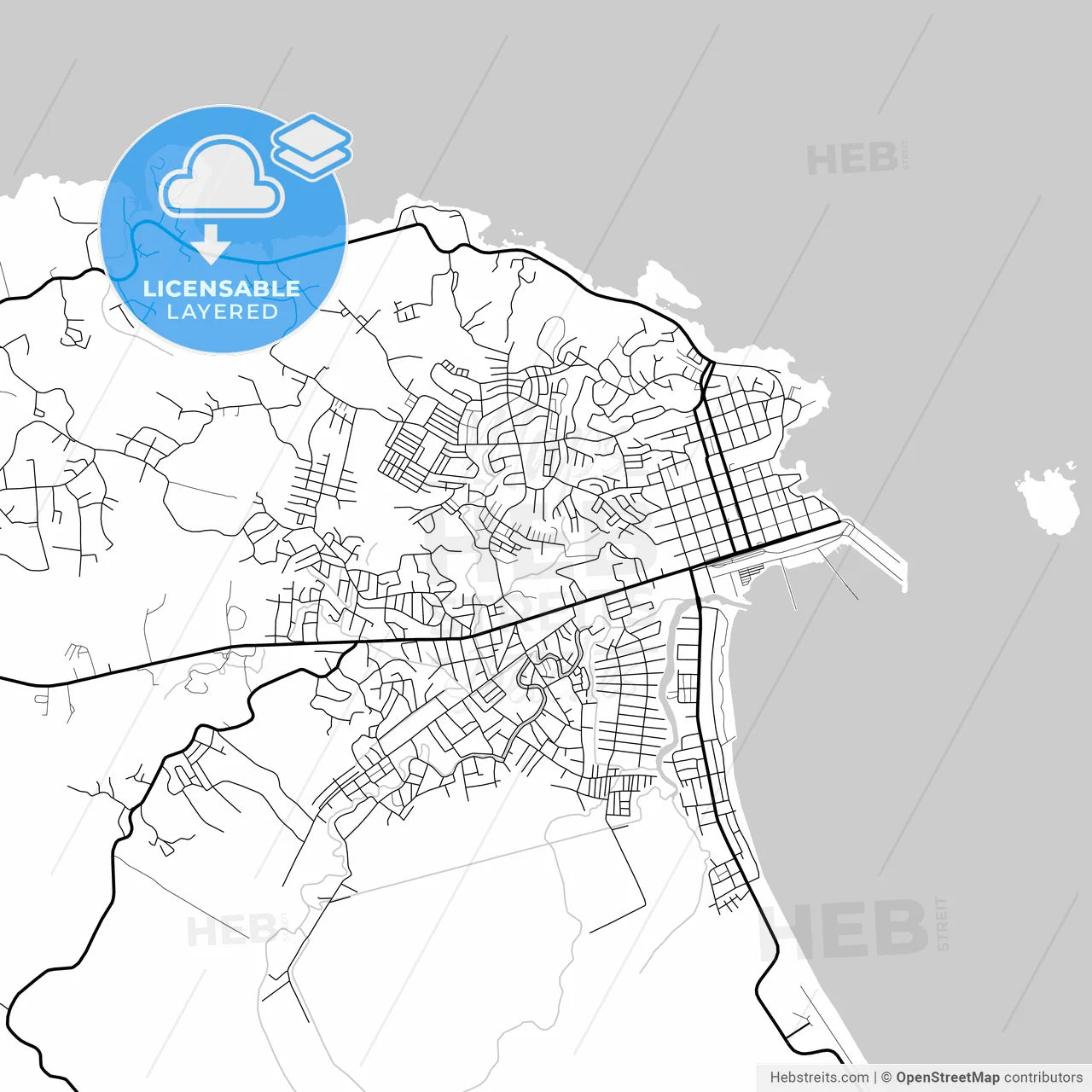 Layered PDF map of Limón, Limón, Costa Rica