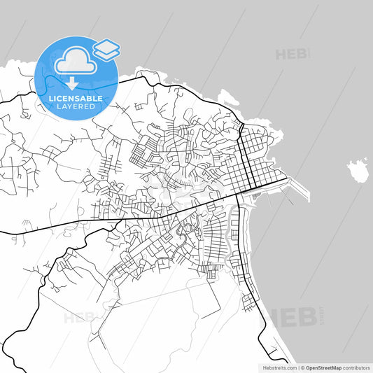 Layered PDF map of Limón, Limón, Costa Rica
