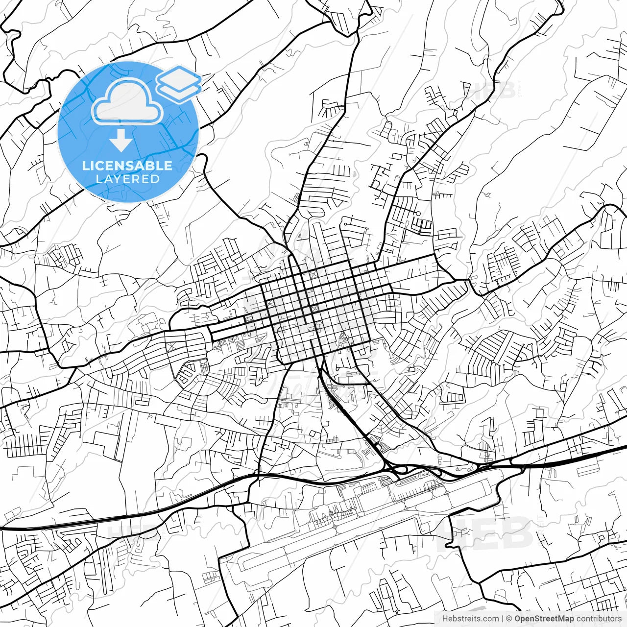 Layered PDF map of Alajuela, Alajuela, Costa Rica