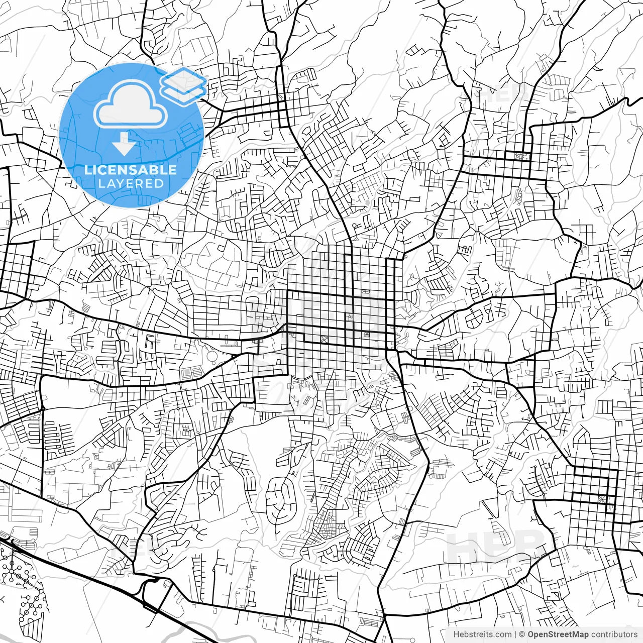 Layered PDF map of San Francisco, Heredia, Costa Rica