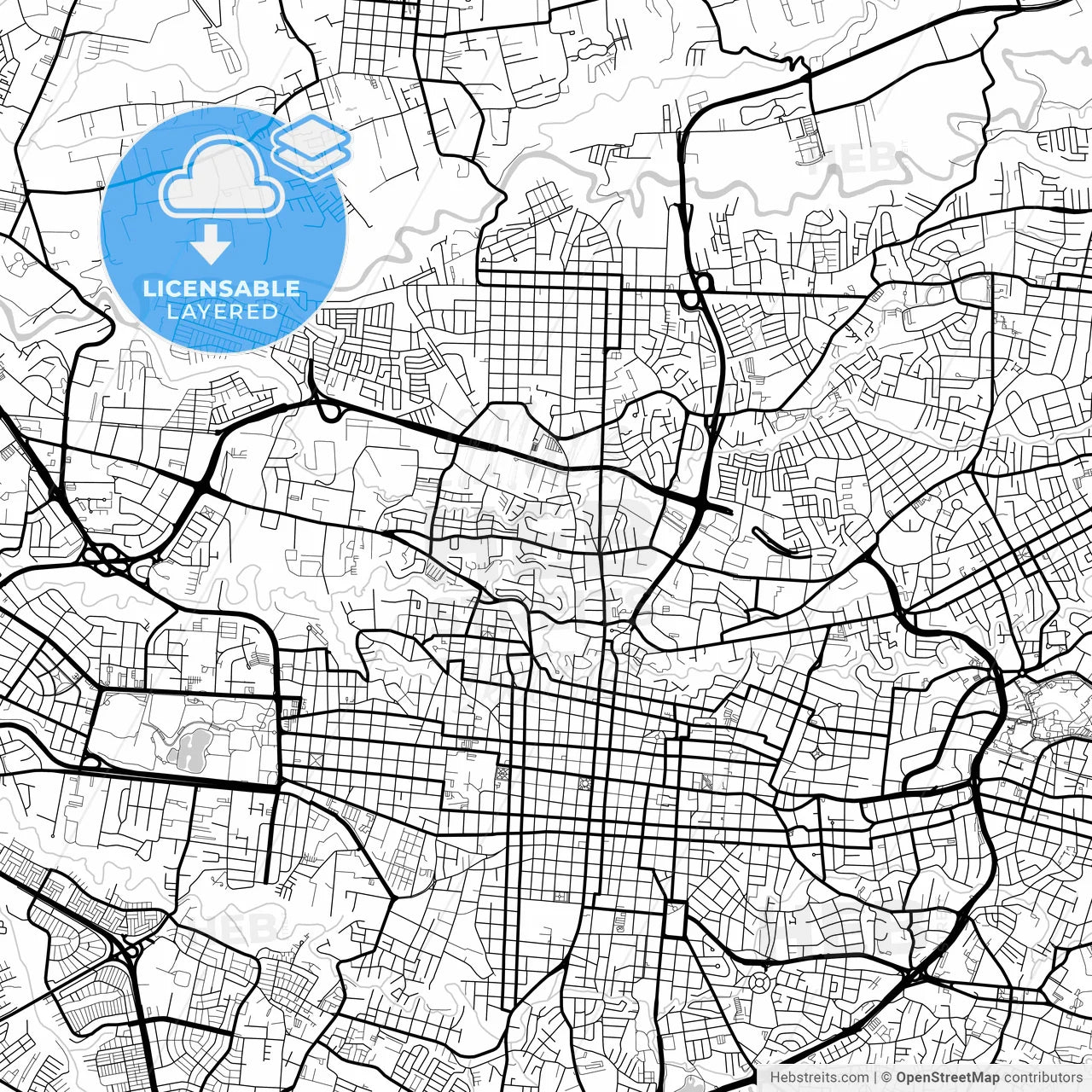 Layered PDF map of Cinco Esquinas, San José, Costa Rica