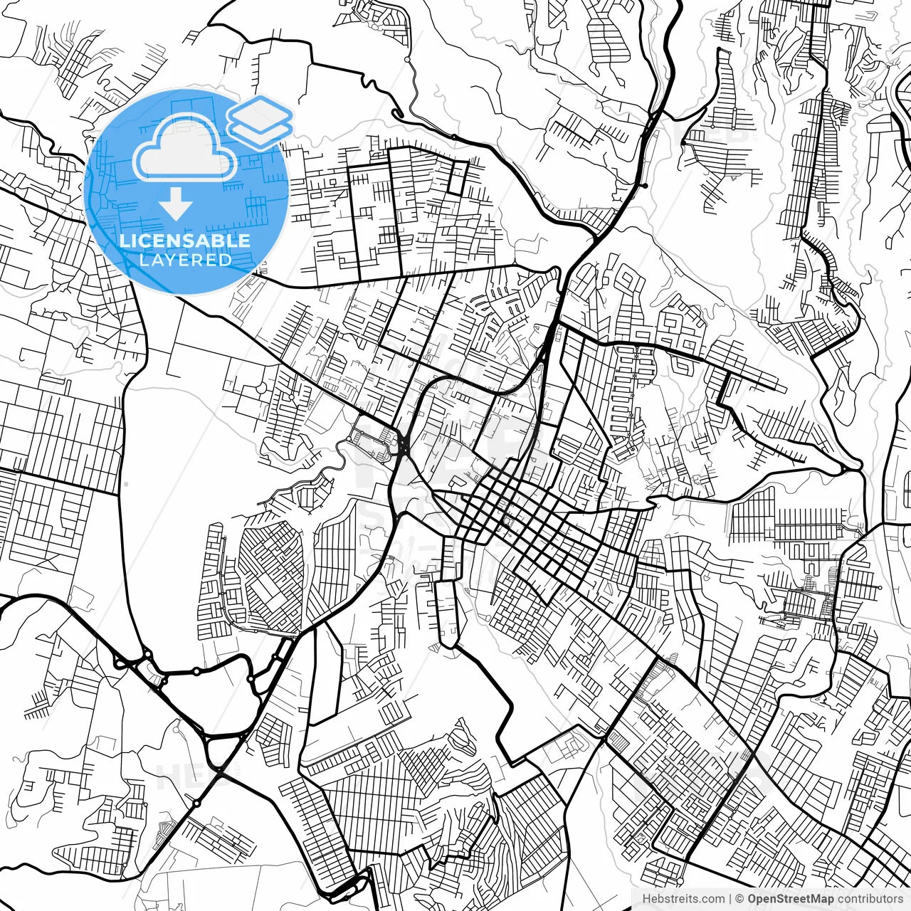 Layered PDF map of Villa Nueva, Guatemala, Guatemala