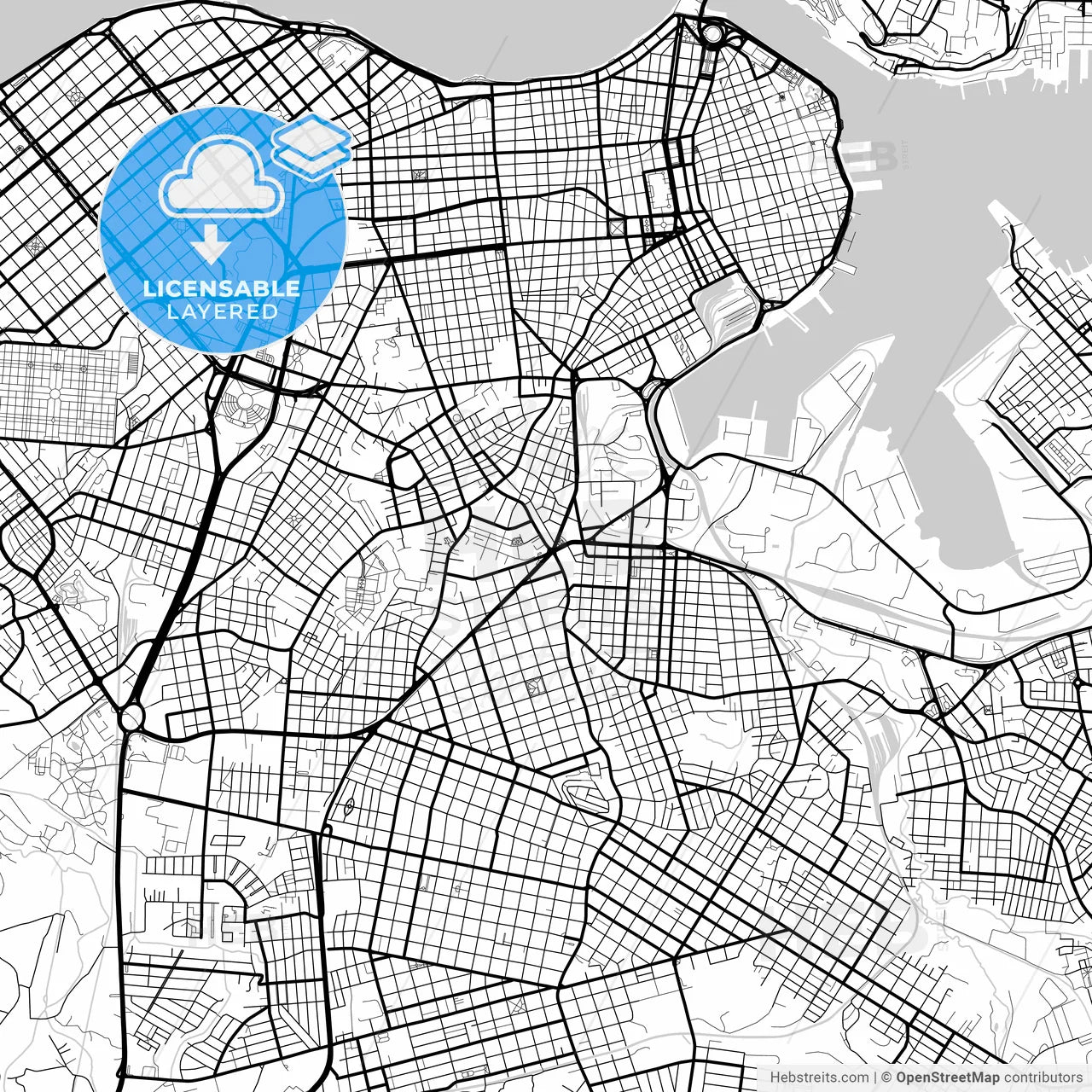 Layered PDF map of Havana, Havana, Cuba