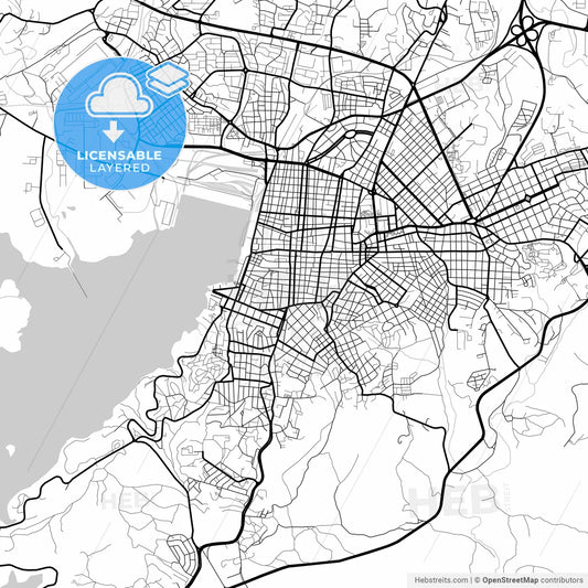 Layered PDF map of Santiago de Cuba, Santiago de Cuba, Cuba