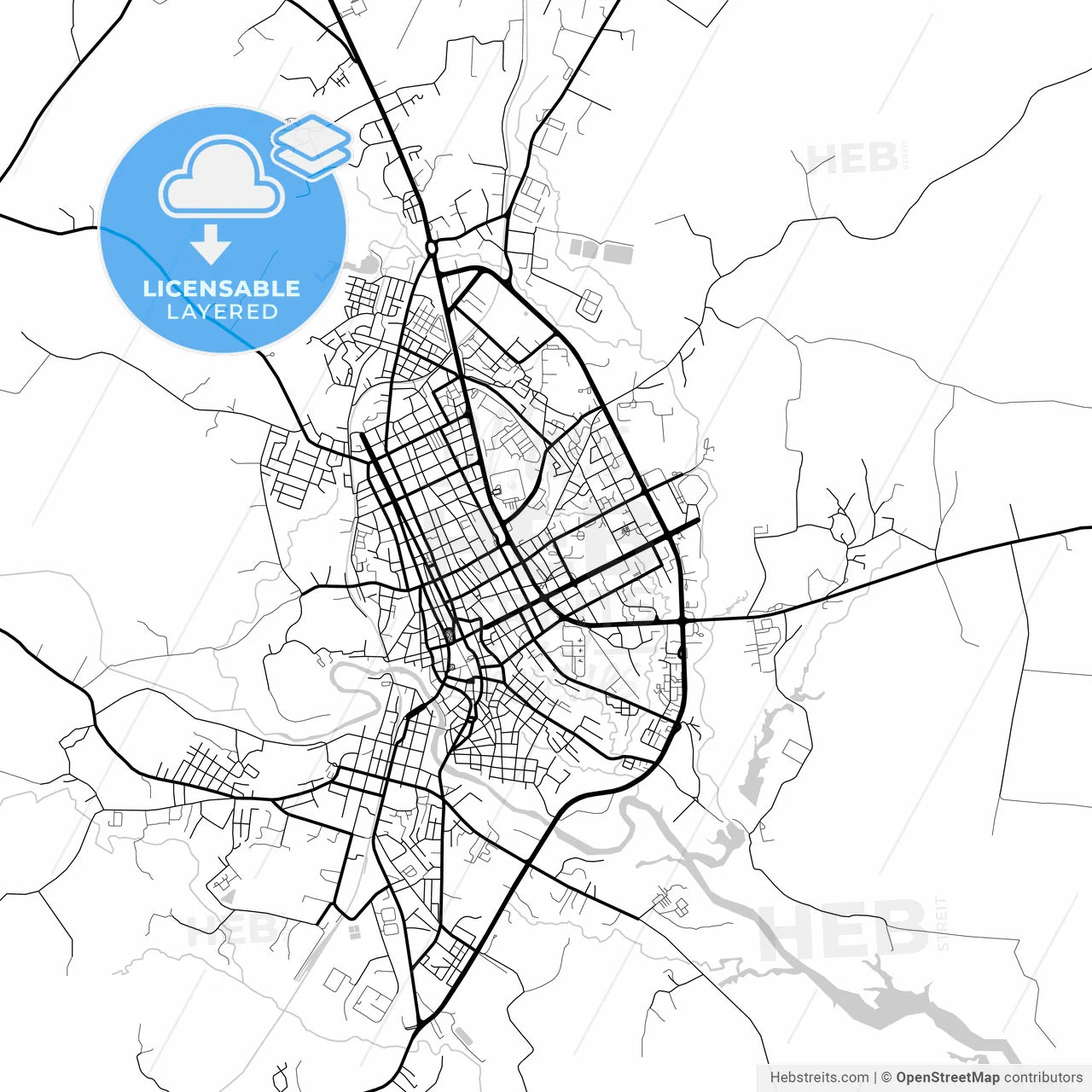 Layered PDF map of Sancti Spíritus, Sancti Spíritus, Cuba