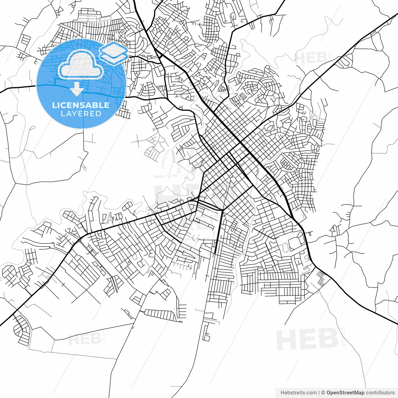 Layered PDF map of San Francisco de Macorís, Duarte, Dominican Republic
