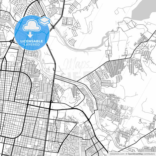 Layered PDF map of San Pedro Sula, Cortés, Honduras
