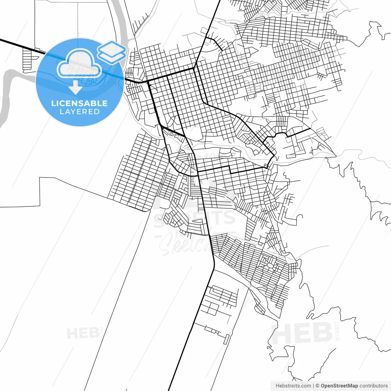 Layered PDF map of El Progreso, Yoro, Honduras