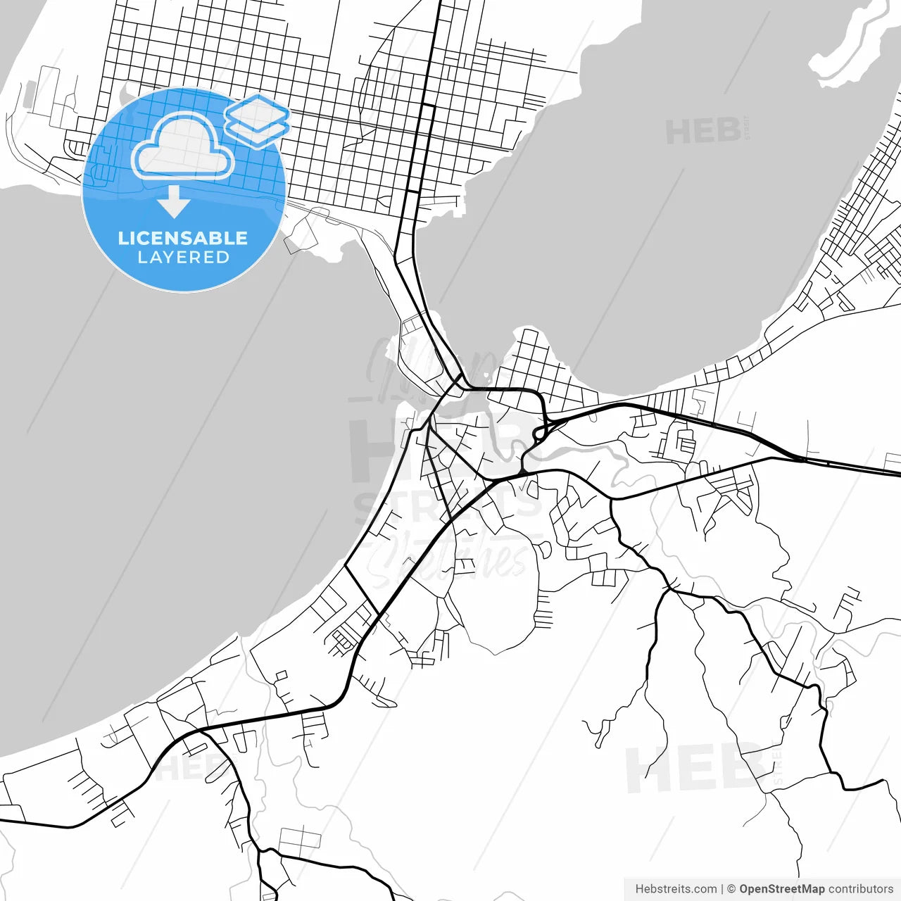 Layered PDF map of Puerto Cortés, Cortés, Honduras
