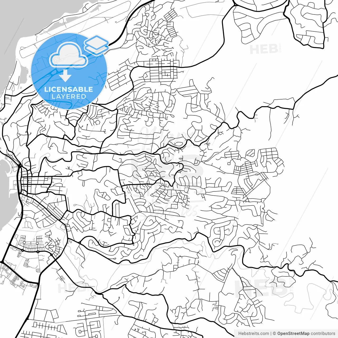 Layered PDF map of Montego Bay, Saint Catherine, Jamaica