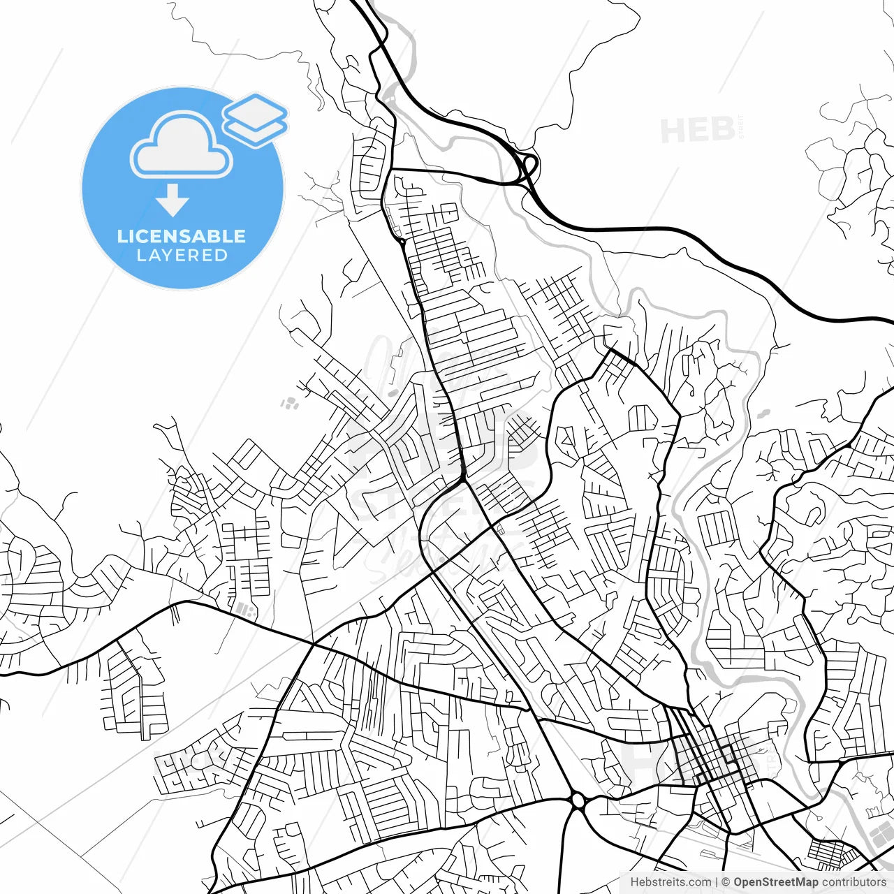 Layered PDF map of Spanish Town, Saint Catherine, Jamaica