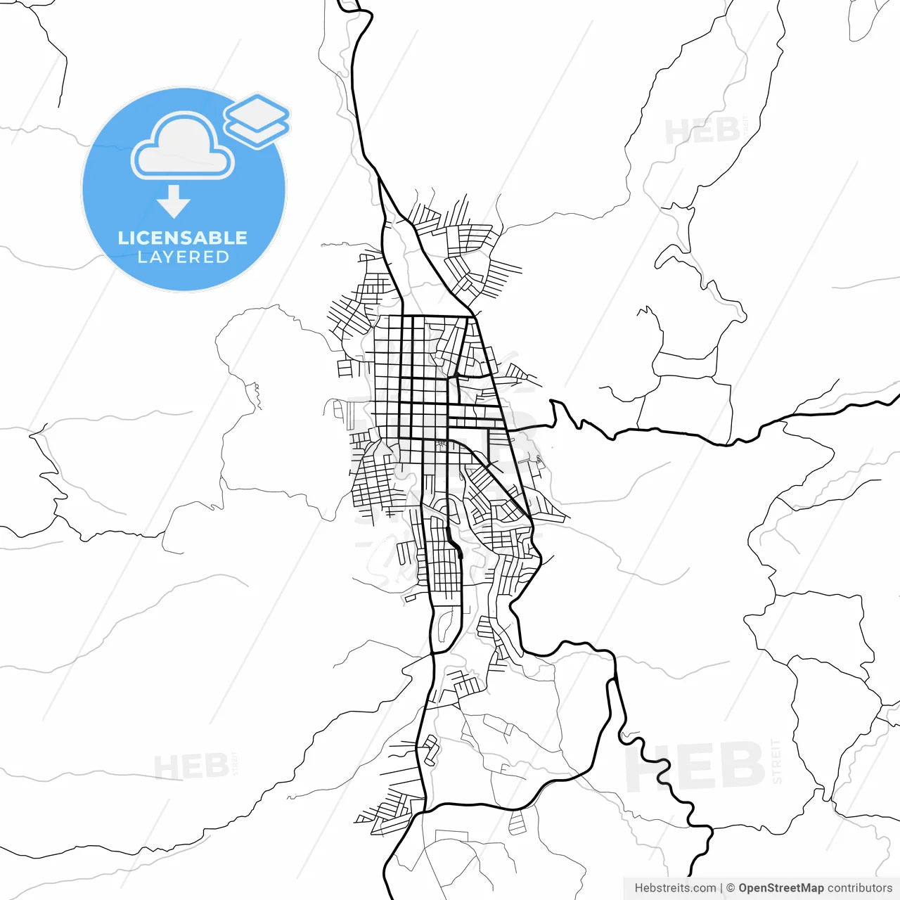 Layered PDF map of Jinotega, Jinotega, Nicaragua