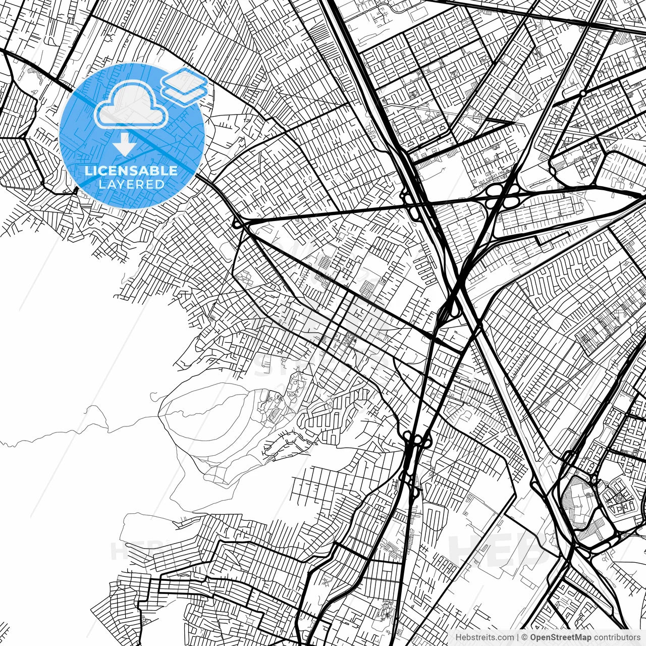 Layered PDF map of Ecatepec, México, Mexico