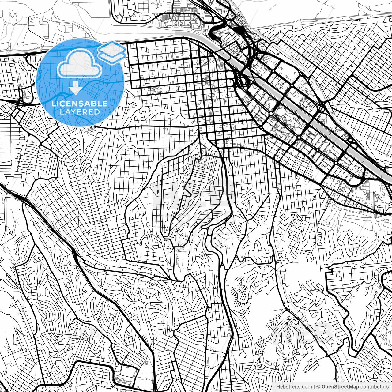 Layered PDF map of Tijuana, Baja California, Mexico