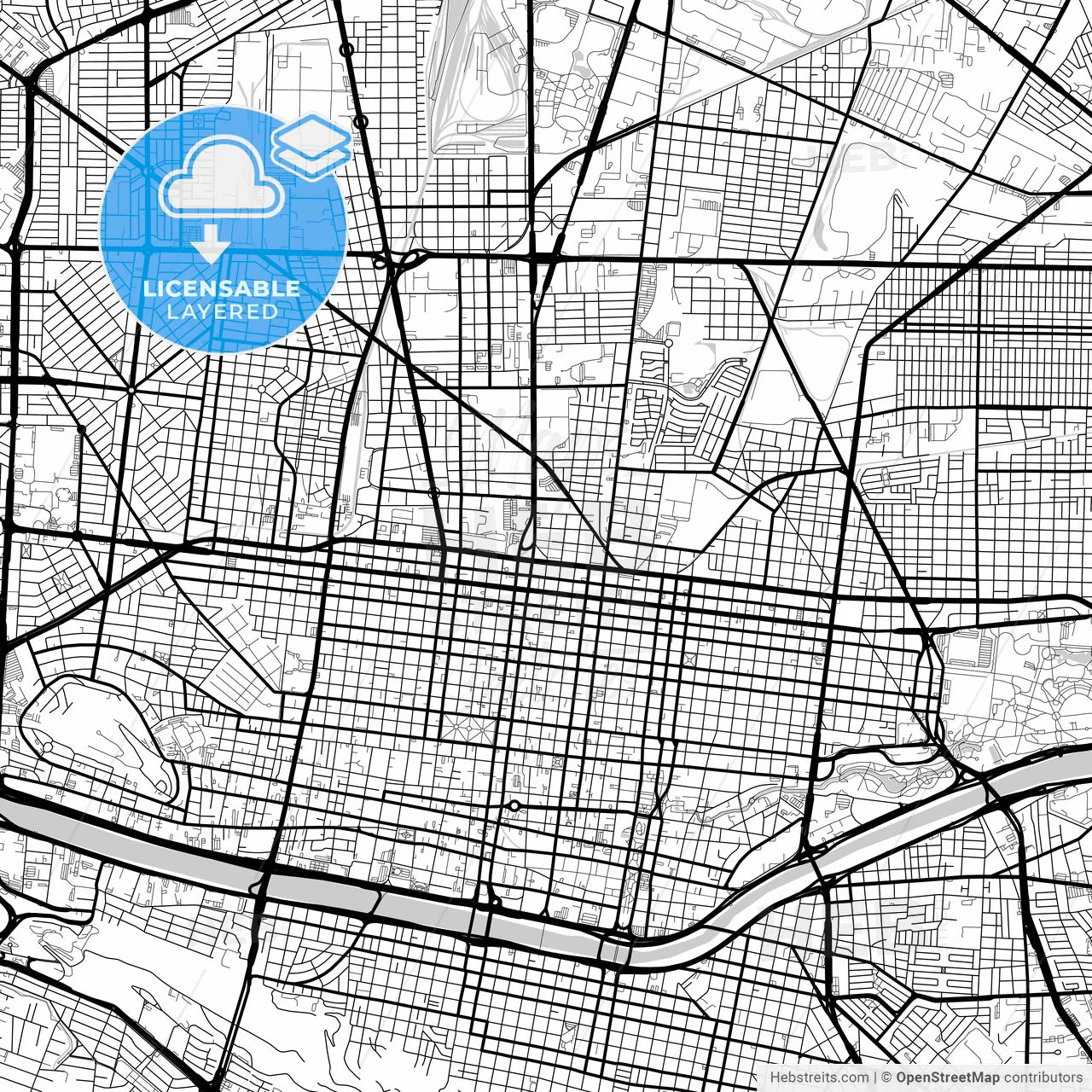 Layered PDF map of Monterrey, Nuevo León, Mexico