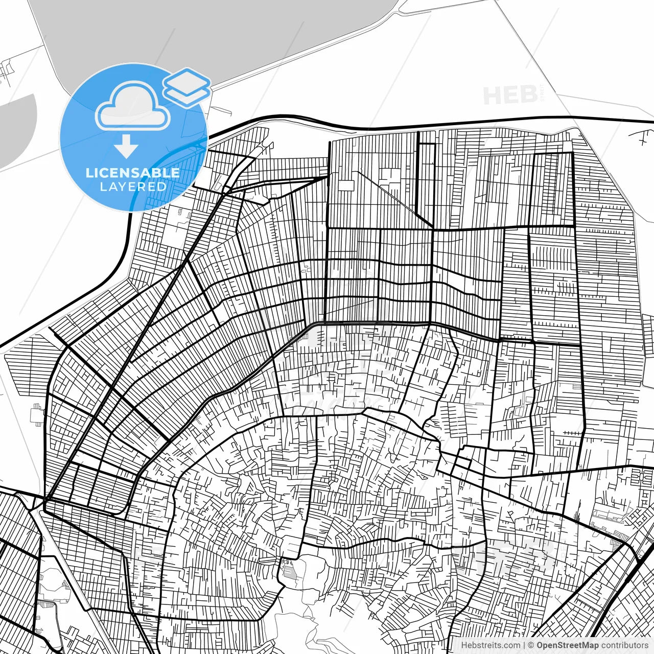 Layered PDF map of Chimalhuacán, México, Mexico